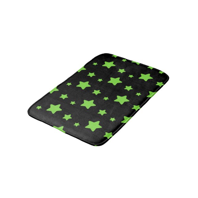 Alfombrilla De Baño Estrellas verdes sobre un patrón negro (Angular)