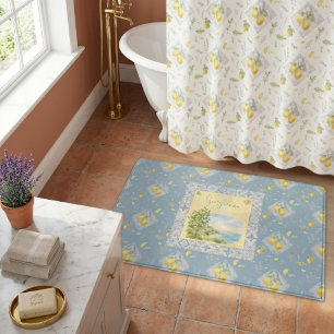 Alfombrilla De Baño Estudio de acuarela Costa de la Riviera Italiana