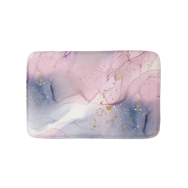 Alfombrilla De Baño Ethereal Periwinkle Pink & Gold Inky Fantasy Glam (Anverso)