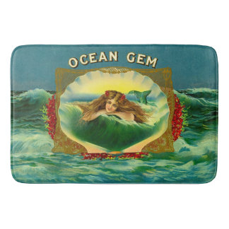 Alfombrilla De Baño Etiqueta de cigarro de sirena de Ocean Gem