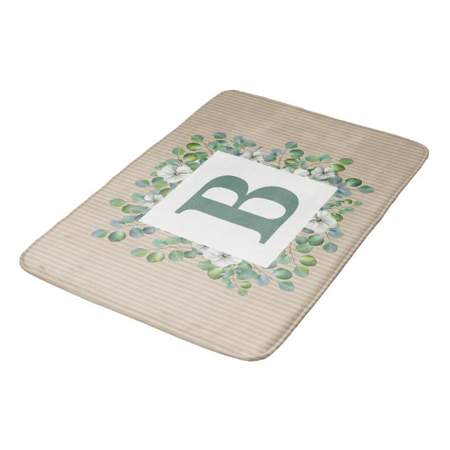 Alfombrilla De Baño Eucalyptus Monograma Mat (Angular)