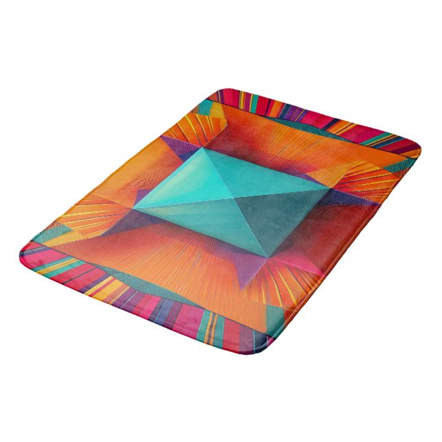 Alfombrilla De Baño Explosión Solar Prismática: Diamante Geométrico Ab (Angular)