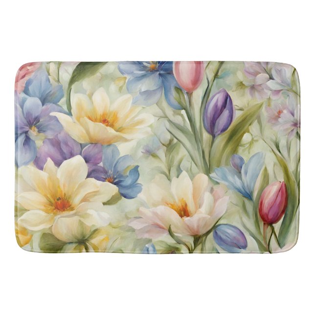 Alfombrilla De Baño Exquisitas Flores De Primavera Sofisticadas. Pintu (Anverso)