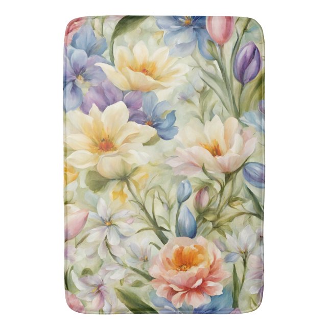 Alfombrilla De Baño Exquisitas Flores De Primavera Sofisticadas. Pintu (Frente vertical)