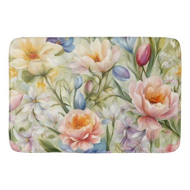 Alfombrilla De Baño Exquisitas Flores De Primavera Sofisticadas. Pintu (Anverso)