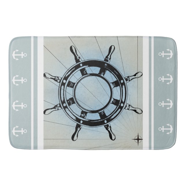 Alfombrilla De Baño Faded Blue Nautical Thath Mat (Anverso)