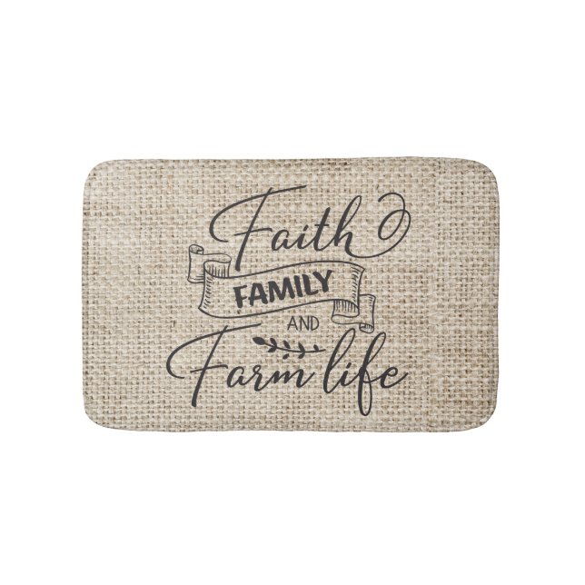Alfombrilla De Baño Faith Family and Farm Life Farmhouse Style (Anverso)