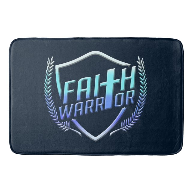 Alfombrilla De Baño Faith Warrior Christian Blue Purple Ombre (Anverso)