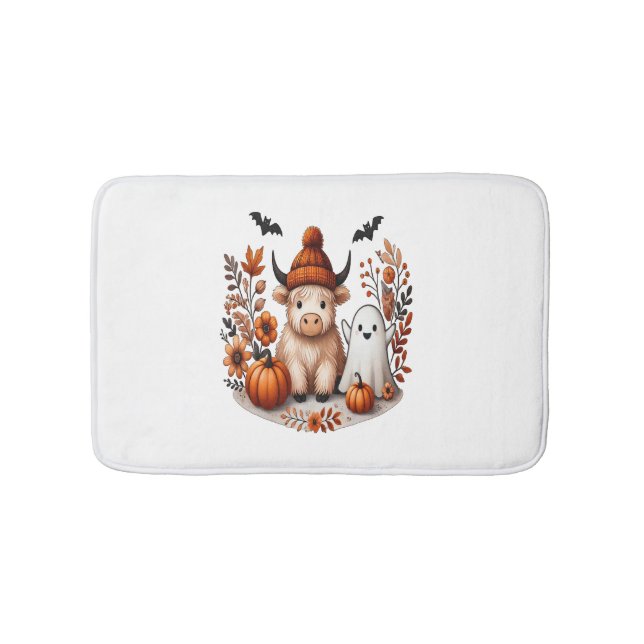 Alfombrilla De Baño Fall Highland Cow Ghost , Otoño (Anverso)