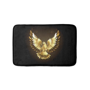 Alfombrilla De Baño Falsa paloma de paz del Relieve metalizado dorado
