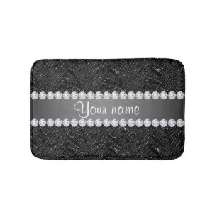 Alfombrilla De Baño Falsas chispas negras y diamantes de las