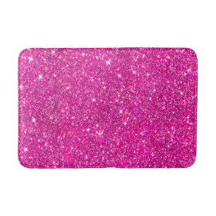 Alfombrilla De Baño Falso modelo rosado de la chispa del purpurina