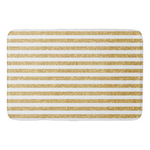 Alfombrilla De Baño Falso purpurina elegante del oro y modelo blanco