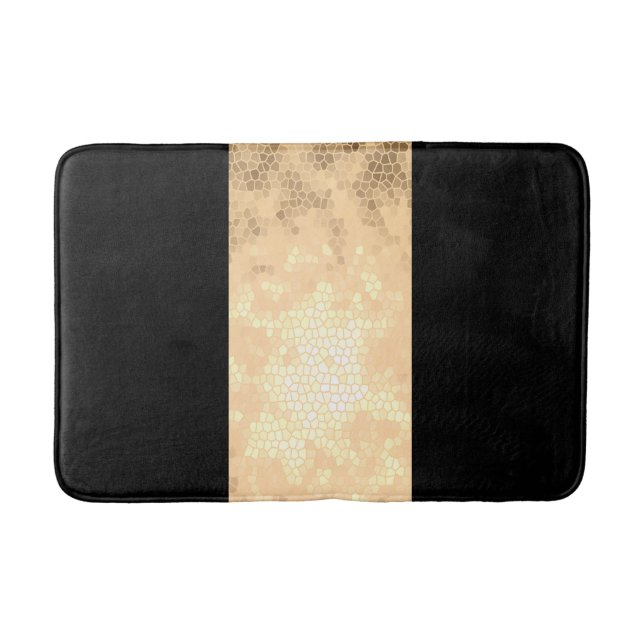 Alfombrilla De Baño falsos oro y rayas negras claros elegantes (Anverso)