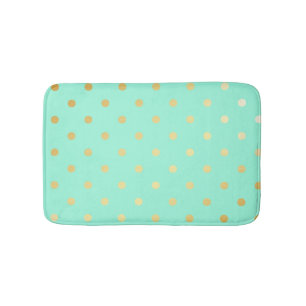 Alfombrilla De Baño falsos puntos de polka de menta de oro