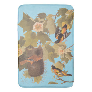 Alfombrilla De Baño Familia Baltimore Oriole Audubon con nido