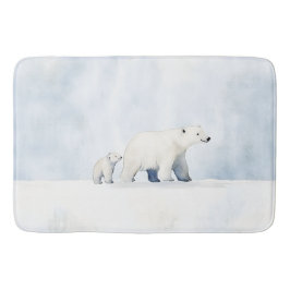Alfombrilla De Baño Familia de osos polares cúrticos