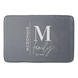 Alfombrilla De Baño Familia monograma moderna marina gris elegante s