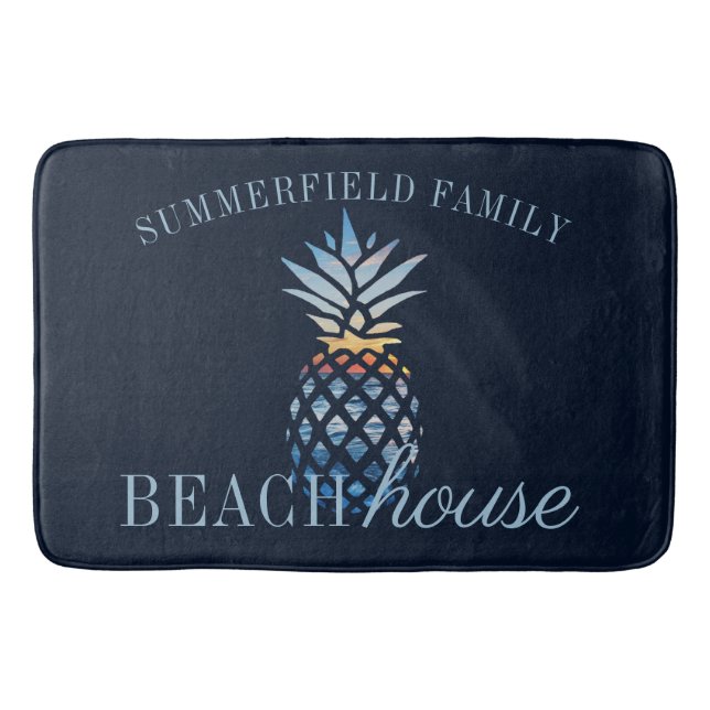 Alfombrilla De Baño Familia Navy Blue Nautical Beach House (Anverso)