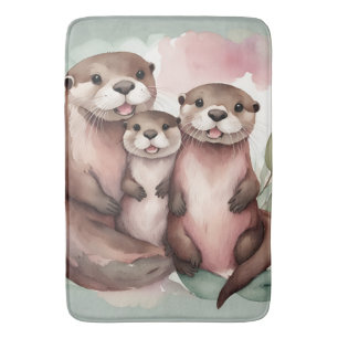 Alfombrilla De Baño Familia Otter de color de agua