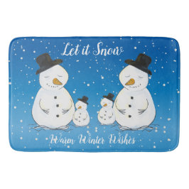 Alfombrilla De Baño Familia Snowman con cita