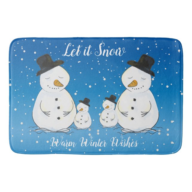 Alfombrilla De Baño Familia Snowman con cita (Anverso)