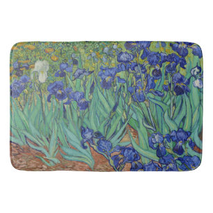 Alfombrilla De Baño Famoso cuadro de lirios azules al óleo de Van Gogh
