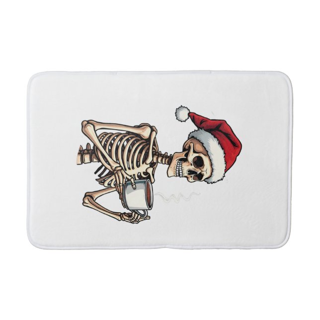 Alfombrilla De Baño Famoso Halloween bebiendo café Navidades Santa (Anverso)
