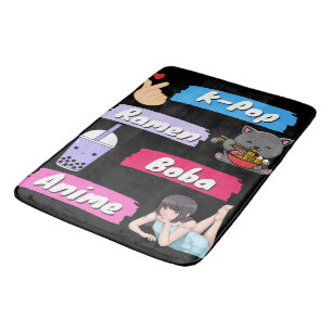 Alfombrilla De Baño Fanático de la cultura pop de K-Pop, Ramen, Boba y