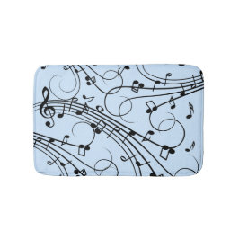 Alfombrilla De Baño Fancy Music Notes Blue