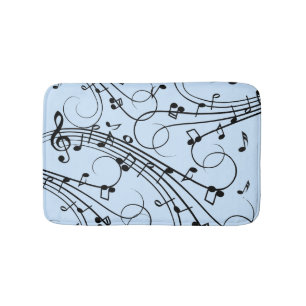 Alfombrilla De Baño Fancy Music Notes Blue