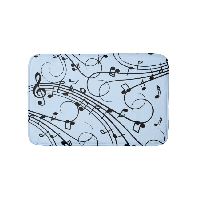 Alfombrilla De Baño Fancy Music Notes Blue (Anverso)