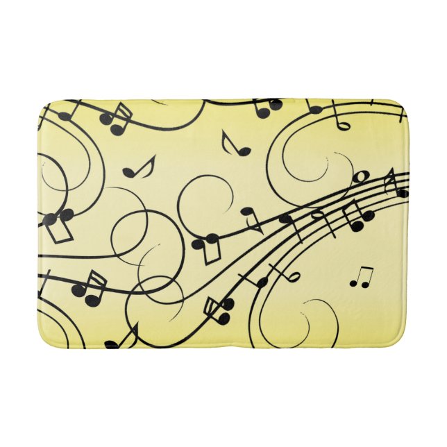 Alfombrilla De Baño Fancy Music Notes Yellow (Anverso)