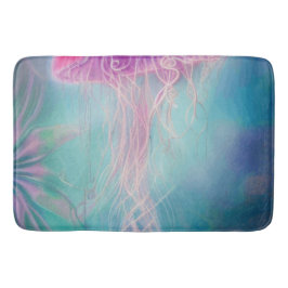 Alfombrilla De Baño Fantasía Abstracta Jellyfish Rosa En El Océano