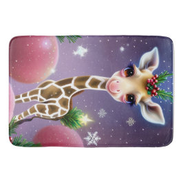 Alfombrilla De Baño Fantasía Adorable bebé Giraffe con Holly