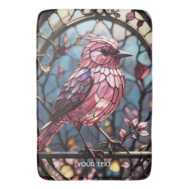 Alfombrilla De Baño Fantasía Ave De Vidrio De Aleta Rosa (Frente vertical)