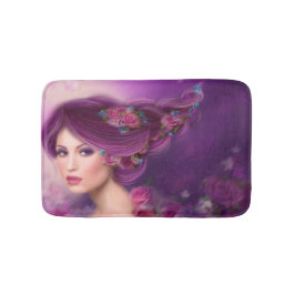 Alfombrilla De Baño Fantasía con peinado morado Bath Mat