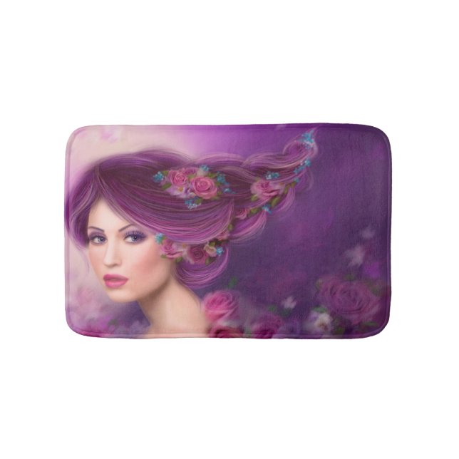 Alfombrilla De Baño Fantasía con peinado morado Bath Mat (Anverso)