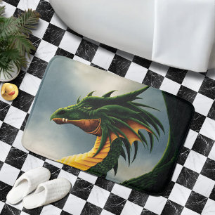 Alfombrilla De Baño Fantasía del Dragón Verde