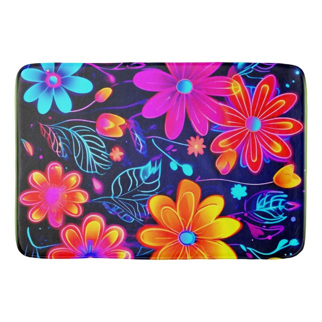 Alfombrilla De Baño Fantasía Floral Neon (Anverso)