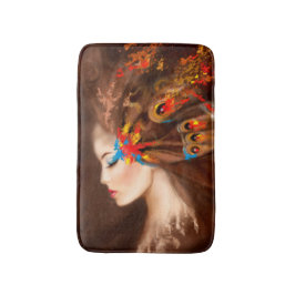 Alfombrilla De Baño Fantasía Retrato mujer mariposa Bath Mat