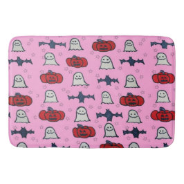 Alfombrilla De Baño Fantasmas rosados de Halloween, murciélagos y Jack