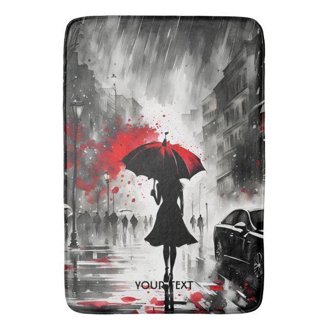 Alfombrilla De Baño Fantasy Cute Chica Rain Umbrella (Frente vertical)