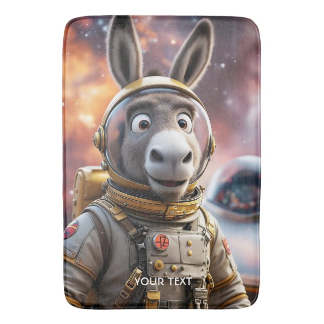 Alfombrilla De Baño Fantasy Cute Donkey Astronauta (Frente vertical)