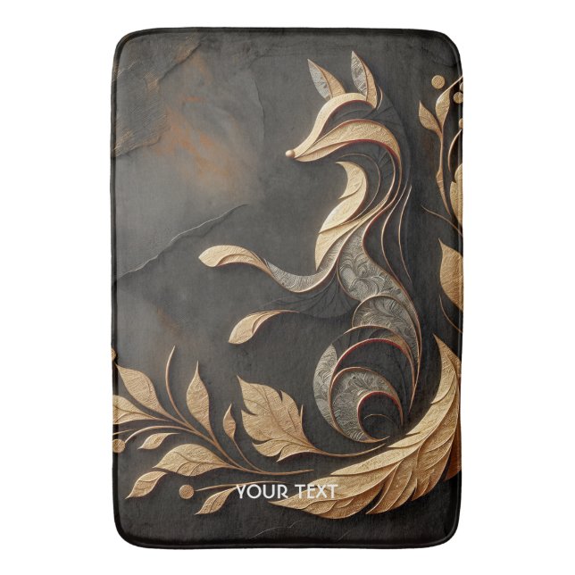 Alfombrilla De Baño Fantasy Cute Elegant Fox Drawing (Frente vertical)