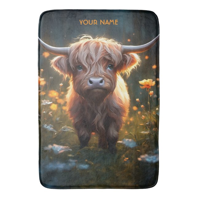 Alfombrilla De Baño Fantasy Cute Highland Baby Cow (Frente vertical)