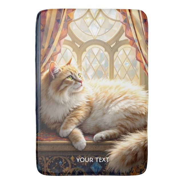 Alfombrilla De Baño Fantasy Cute Morning Window Cat (Frente vertical)