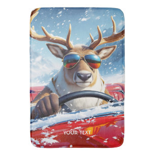 Alfombrilla De Baño Fantasy Cute Reindeer Car Winter