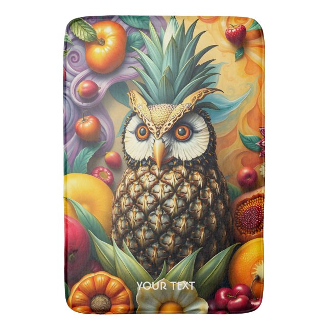 Alfombrilla De Baño Fantasy Cute Serene Pineapple Owl (Frente vertical)