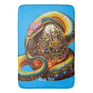 Alfombrilla De Baño Fantasy Cute Snake Huevo vibrante